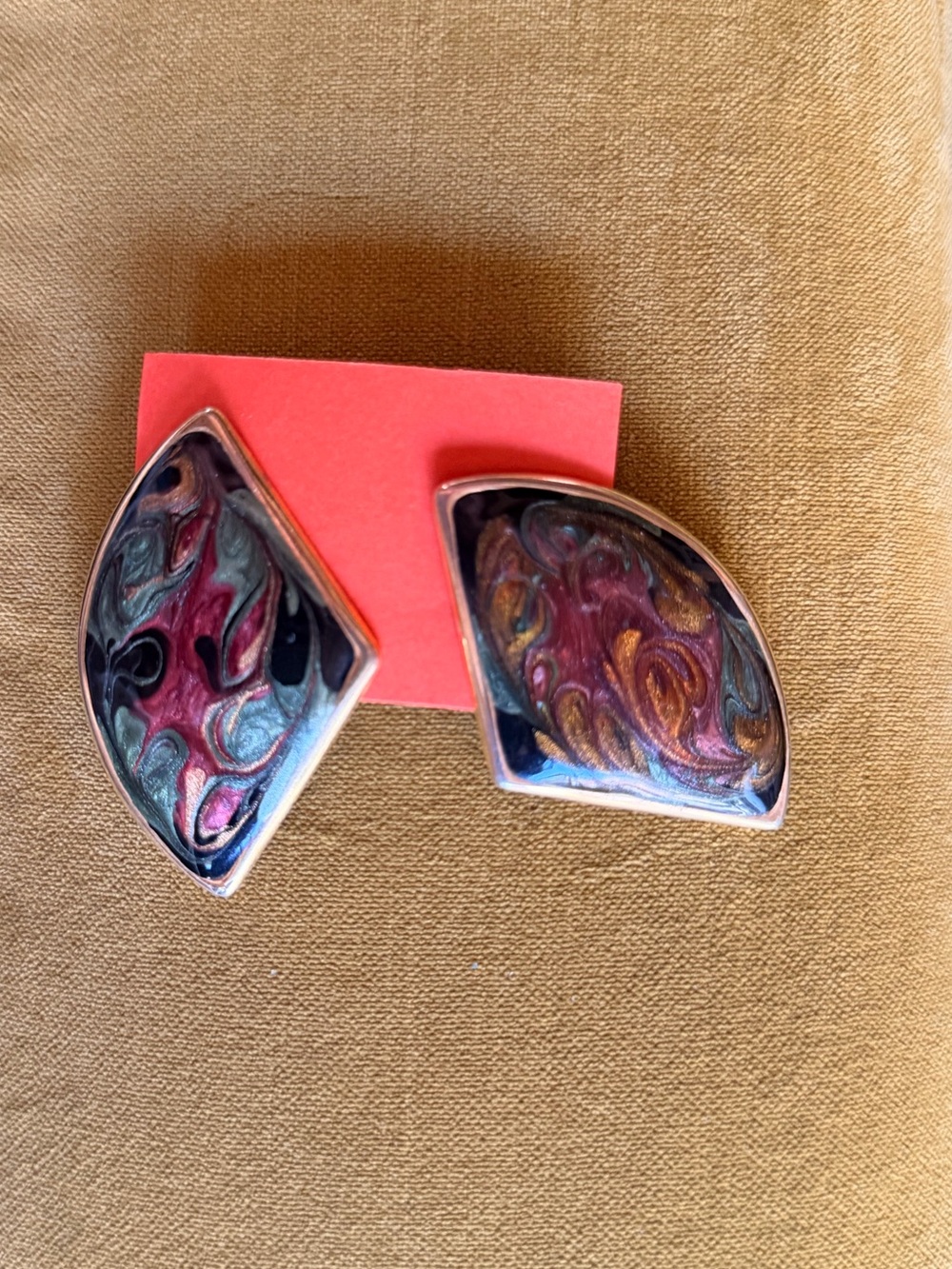 Marbled Teardrop Stud Earrings in Pink, Purple & Blue